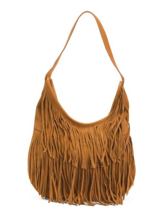 Vilenca Handbags - VILENCA Suede Allover Front Fringe Hobo